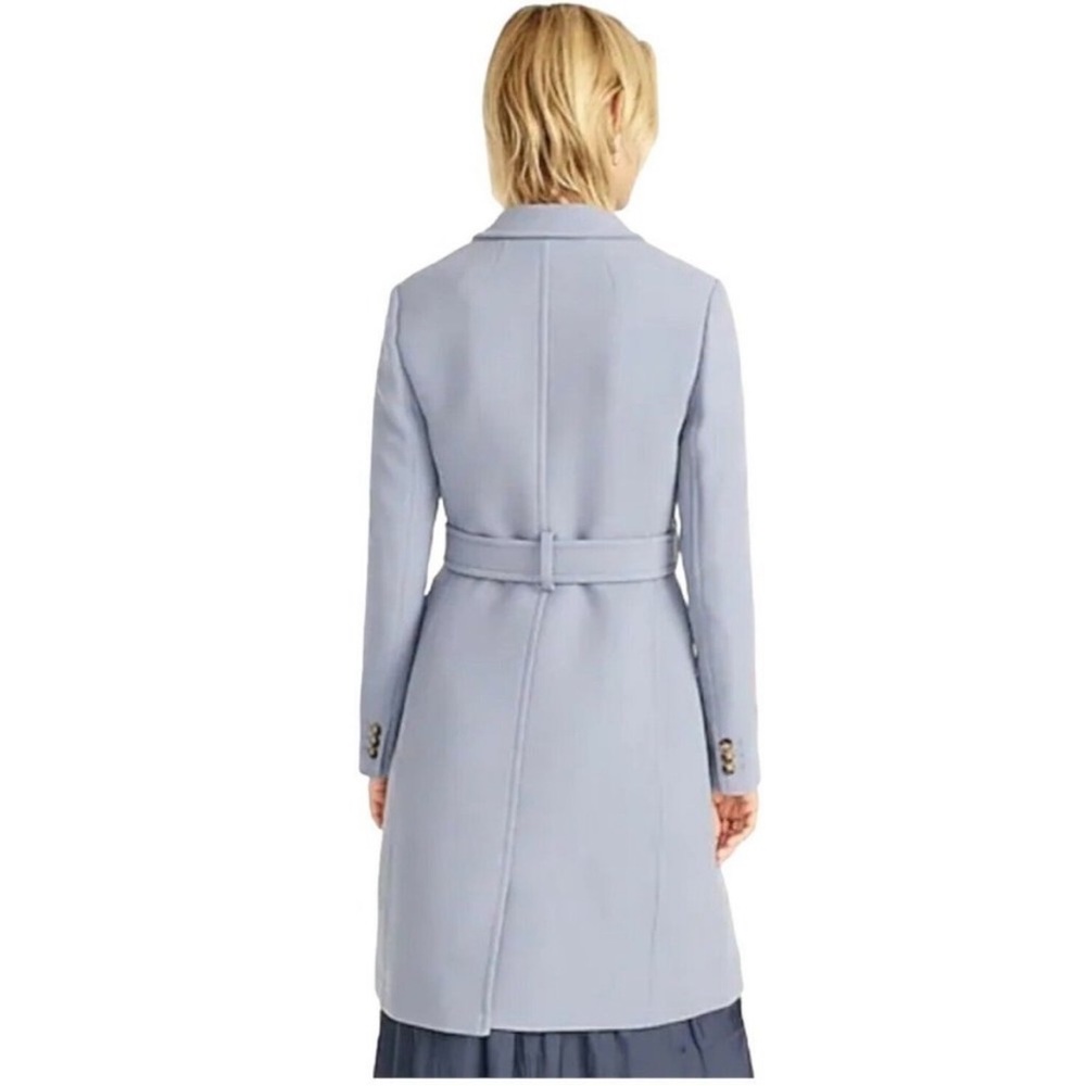 J. Crew Lady Day Double Cloth Italian Wool Belted Topcoat Coat Blue 10 NWT $450